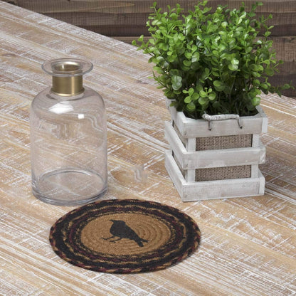 VHC Brands Heritage Farms Tan Crow Jute Trivet, Primitive Tabletop & Kitchen