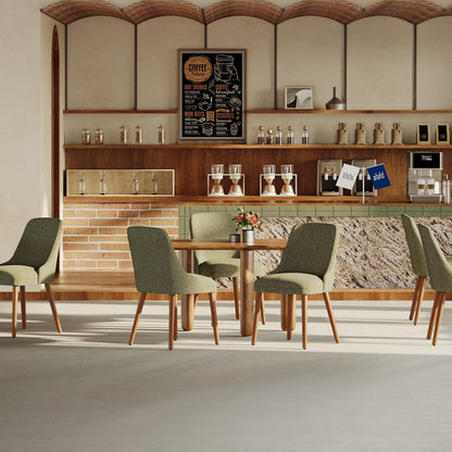 MALOL Upholstered Dining Chairs Set of 6, High-Back Dining Room Chair with Wood Legs, Padded Kitchen Chairs for Dining Room/Restaurant/Cafe, Green