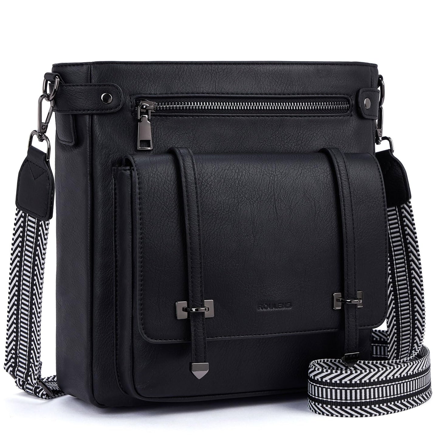 Roulens Crossbody Bags for Women,Multi Pocket Crossbody Purses Vegan Leather Shoulder Handbags Travel Purse Adjustable Strap
