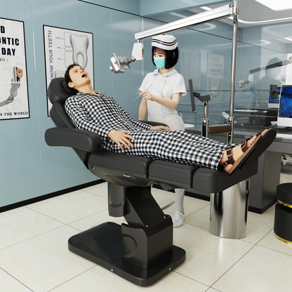 Dolonm 4 Motor Electric Chair/Bed, Aluminum Hydraulic System for Medical Treatment Exam, Facial, Spa, Eyelash, Tattoo, Podiatry Treatment Beauty Massage, Hand Remote Controlled Adjustable - Black