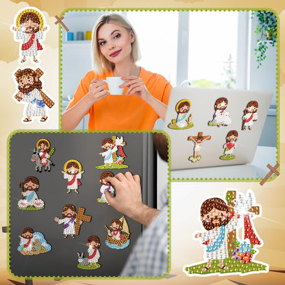 30 Pcs Diamond Art Magnet Kits for Adults Beginner Magnetic Jesus DIY Diamond Painting Kits for Special Shape Gem Art Crafts Fridge Refrigerator Magnet for Beginners Gifts