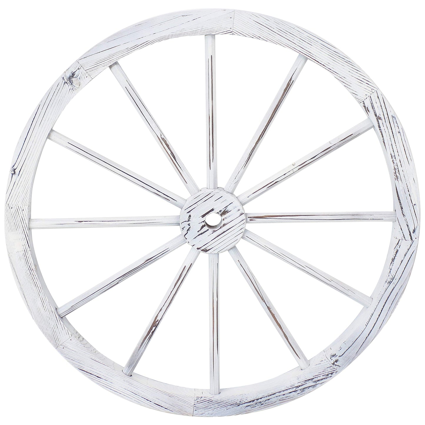 Sunnydaze 29-Inch Decorative Fir Wood Wagon Wheel - Rustic Western Indoor and Outdoor Decor - White