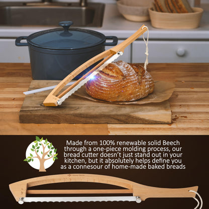 Adjustable Bread Knife for Homemade Bread - Bread Slicer with 1/2-inch and 1-inch Thickness Guides - 17 inch Bread Cutter - Bow Design Easy to Cutting Even Slices for Sourdough Baguettes Sandwiches