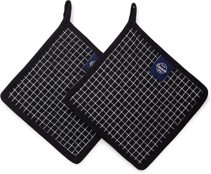 Encasa Homes 8 inches Oven Microwave Potholders (2 pc Set) - Heat Resistant for Kitchen Cooking & Baking