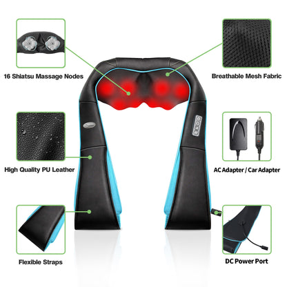 cotsoco Neck Massager,Shiatsu Shoulder and Back Massager with Heat, Electric Deep Tissue Massage Pillow for Body Muscle Pain Relief,Best Gifts Mom Dad Women Men,Home, Office Car Use