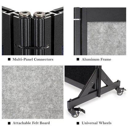Strongbird Room Partition,Office Divider,Portable Commercial Screen Dividers,Privacy Partition Separator,Classroom School Dividers,6'4"L* 6'7"H,3 Panel,Light Grey