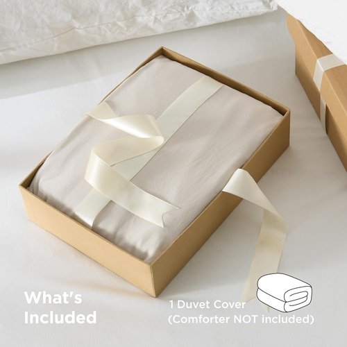 Bedsure King Duvet Cover - Soft Prewashed Cotton-Like Polyester, 120x98 Inches, Linen Design