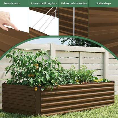 FOOWIN 4pcs 8x4x2ft Galvanized Raised Garden Bed, Planter Raised Garden Boxes Outdoor, Large Metal Raised Beds for Gardening, Garden Bed for Vegetables, Flowers, Herb,478 Gallon Capacity, Brown