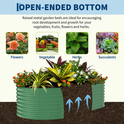 Garvee 4 Pack 8x4x1.5ft Galvanized Raised Garden Bed Kit, Oval Metal Planter Boxes with Anti-Cut Safety Edges, Rust-Resistant Deep Root Planters for Outdoor Vegetables, Flowers, Herbs, Green
