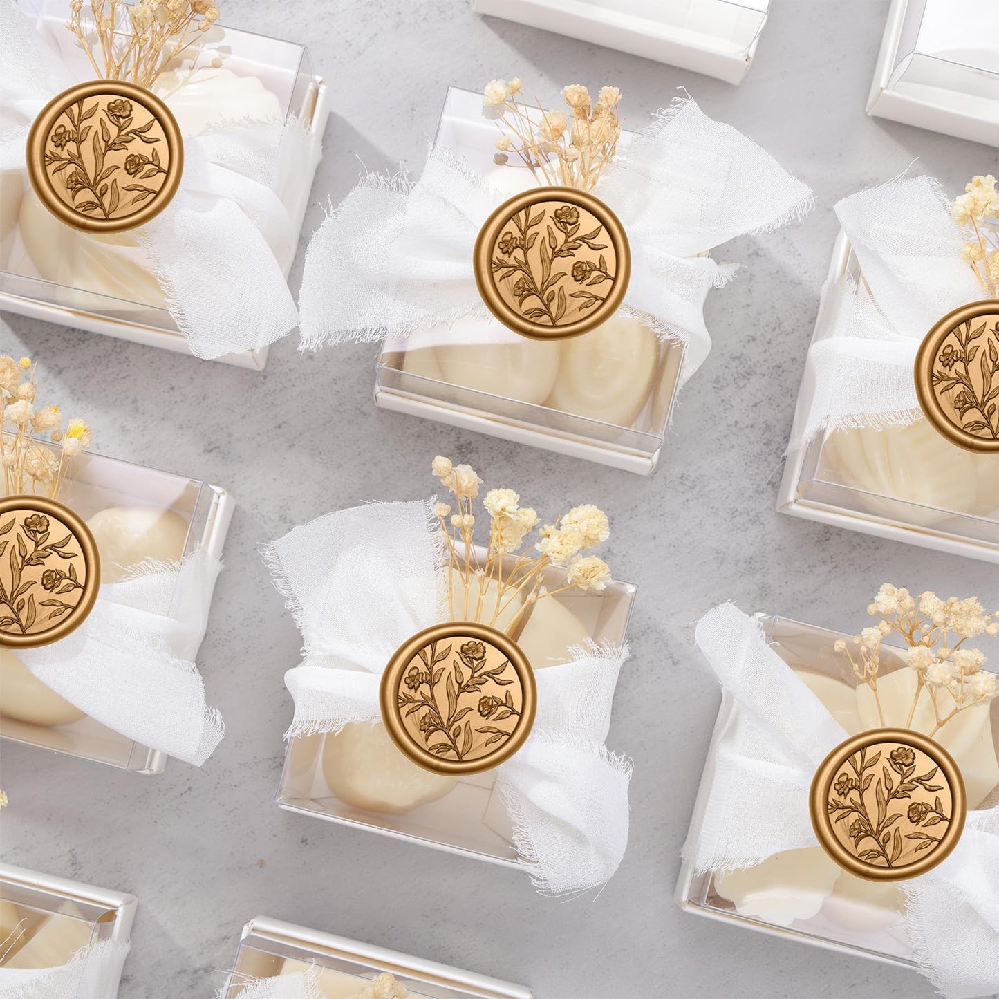 UNIQOOO Wax Seal Stickers - 3D Floral Wedding Invitation Envelope Seal Sticker, 50 Pcs Self- Adhesive Flower Antique Gold Stickers, Perfect for Invitation, Christmas, Gift Wrapping