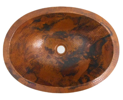 Simply Copper 19" Oval Copper Drop In or Under Mount Bath Sink in Natural Patina