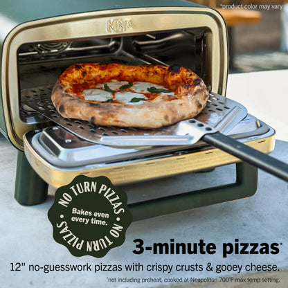 Ninja Artisan Outdoor Pizza Oven, 12-inch, 3-minute Pizza, Neapolitan, Thin Crust, New York Chicago, Custom, 700F Max Temperature, Electric Heat, Bake, Broil, Proof, Warm, Blue, MO201BL1