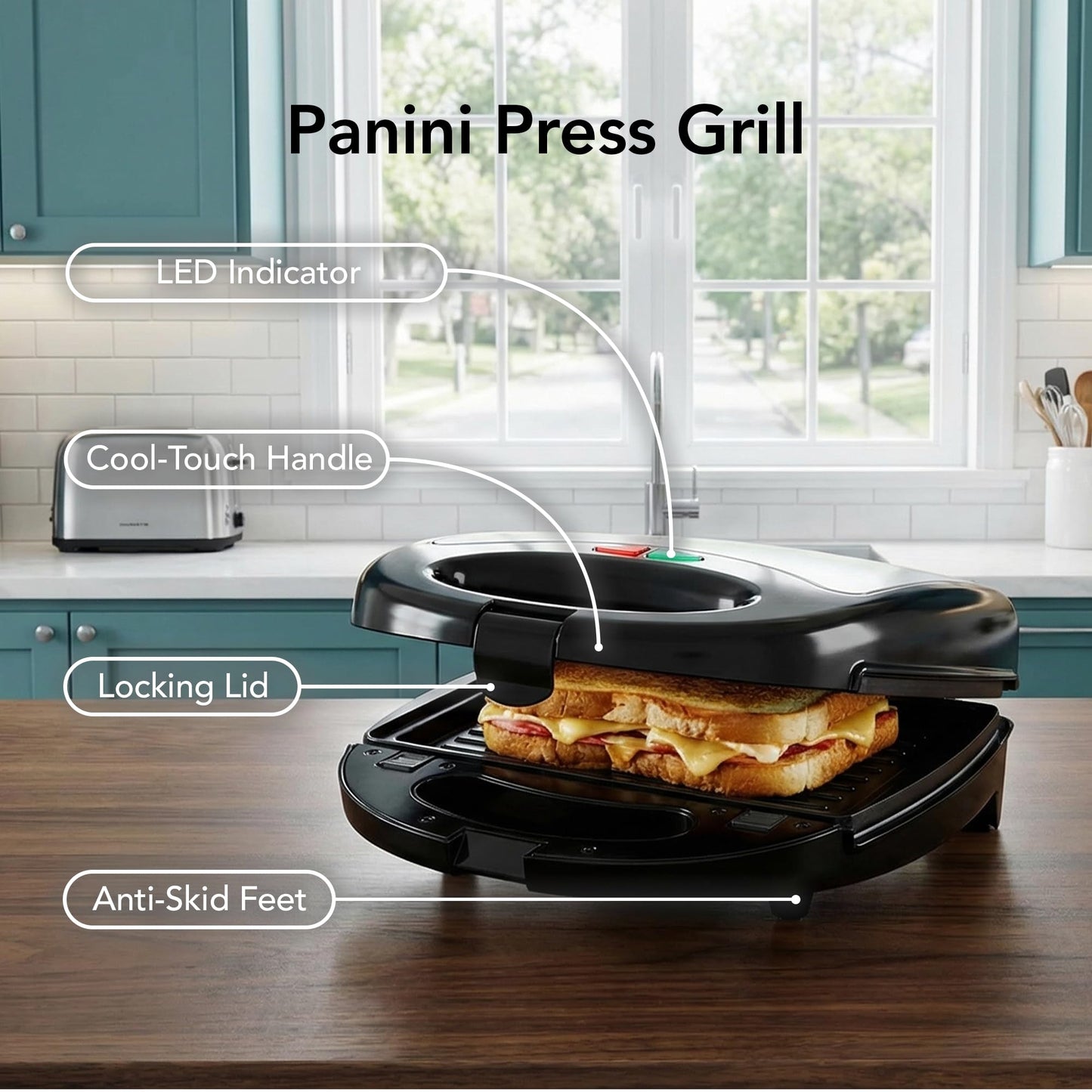 OVENTE 3 in 1 Electric Sandwich Maker, Panini Press Grill and Waffle Iron Set with Removable Non-Stick Plates, Perfect for Cooking Grilled Cheese, Tuna Melts, Burgers, Steaks and Snacks, Black GPI302B