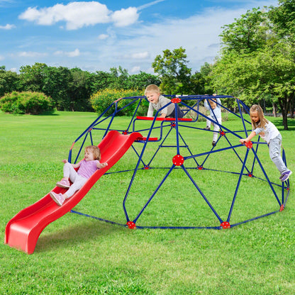 Olakids Climbing Dome with Slide, Kids Outdoor Jungle Gym Geometric Dome Climber, Steel Frame, 13.3FT Climb Structure Backyard Playground Center Equipment for Toddlers