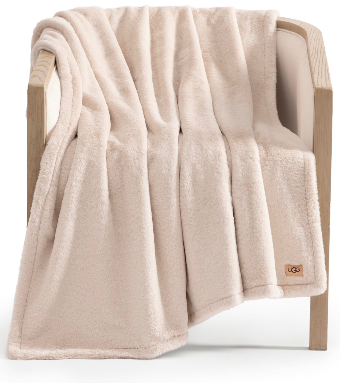 UGG Faux Fur Throw Blanket - Soft Luxury Throw for Couch, Cozy Bedroom Decor & Living Room Decor, Housewarming Gifts for Women, Beige Light Sand, 50"x70" (Marcella)