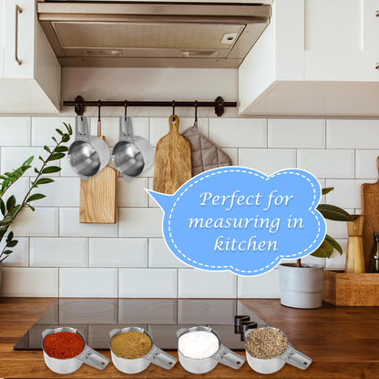 8 Pack 1 Cup Stainless Steel Measuring Cup 8 oz/ 240 ml Single Metal Measure Scoop for Wet and Dry Ingredients Cooking Great Kitchen Gadgets Dog Food Scoop