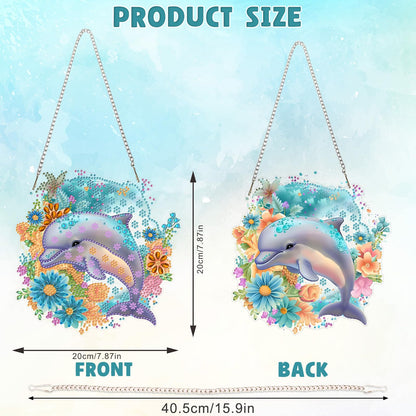 DOMROM Dolphin Diamond Art Hanging Kits for Adults Beginners, Special Shaped Crystal Diamond Painting Dolphin Pendant, DIY Diamond Art Suncatchers Animal for Home Garden Wall Decor Gift