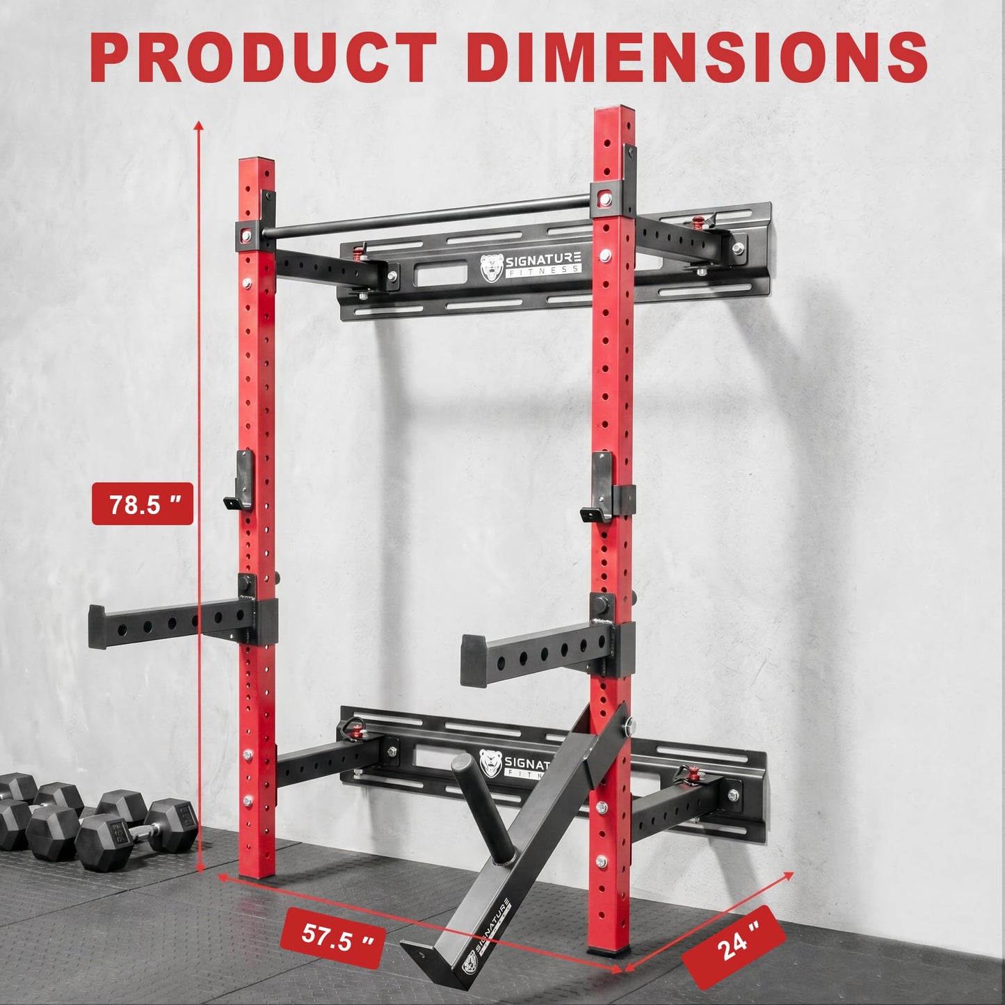 Fitvids Wall Mounted Power Rack Squat Stand, 1000 Pound Capacity 2“ x 2” for Home & Garage Gym with J-Hooks,Squat Lever Arm, Multiple Styles