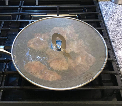 Antallcky 3 Pack Grease Splatter Screen for Frying Pan with Fold Flat Knob-Grease Splatter Guard Shield-No Cooking Oil Mess–No Burns–Ultra Fine Mesh Lids-Rust Free Stainless Steel- 9.8,11.5,13 Inch