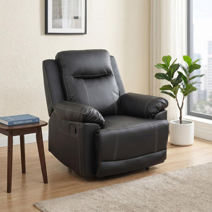 Trygoal Manual Recliner Chair, Nursery Rocking Chair, Leather Recliner Chair for Adults, Lazy Boy, Gaming Recliner wih Overstuffed Arms, Suitable for Home Theater, Living Room, Bedroom, Black