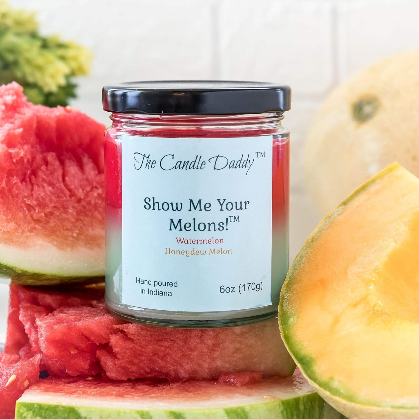 Show Me Your Melons Funny Watermelon Honeydew Scented Candle - 6 Ounce Jar