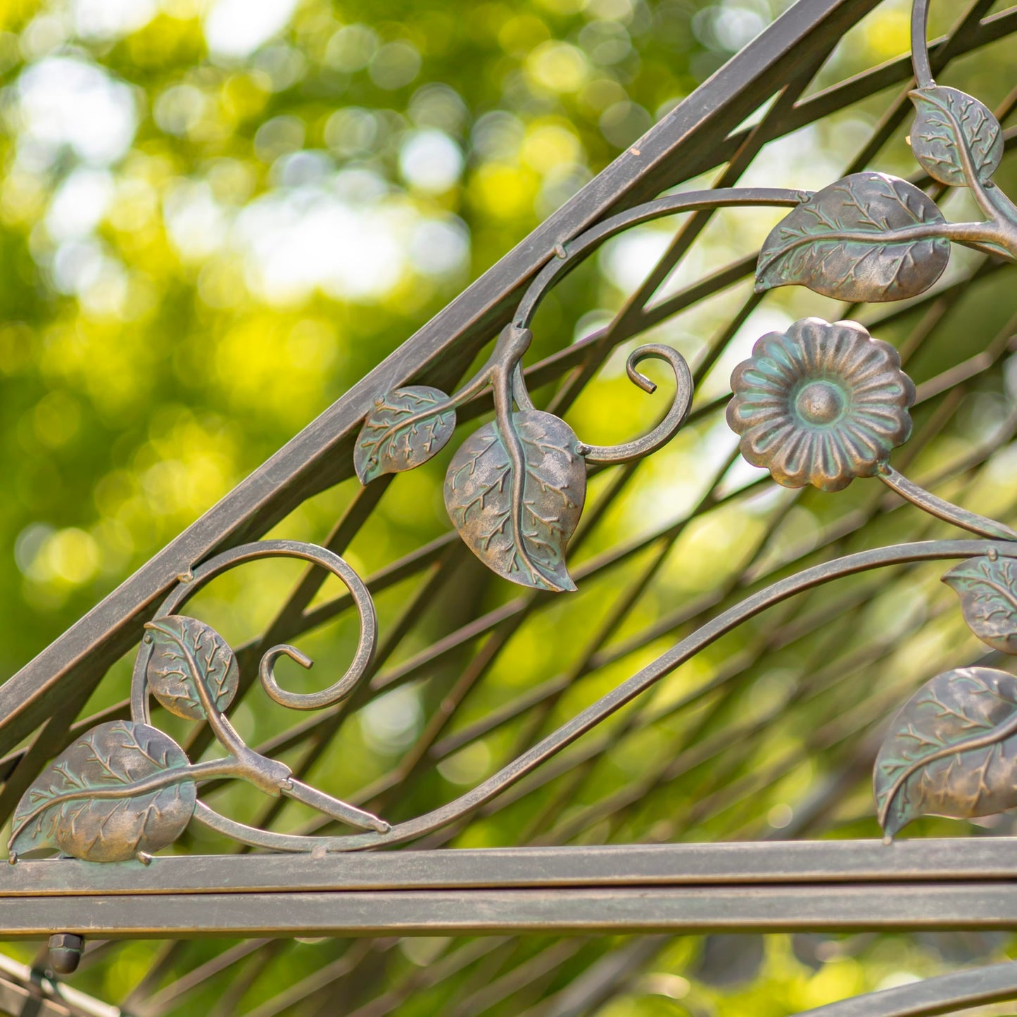 9.5ft T Iron Garden Arch with Embellished Trellis London 1820" (Antique Bronze)
