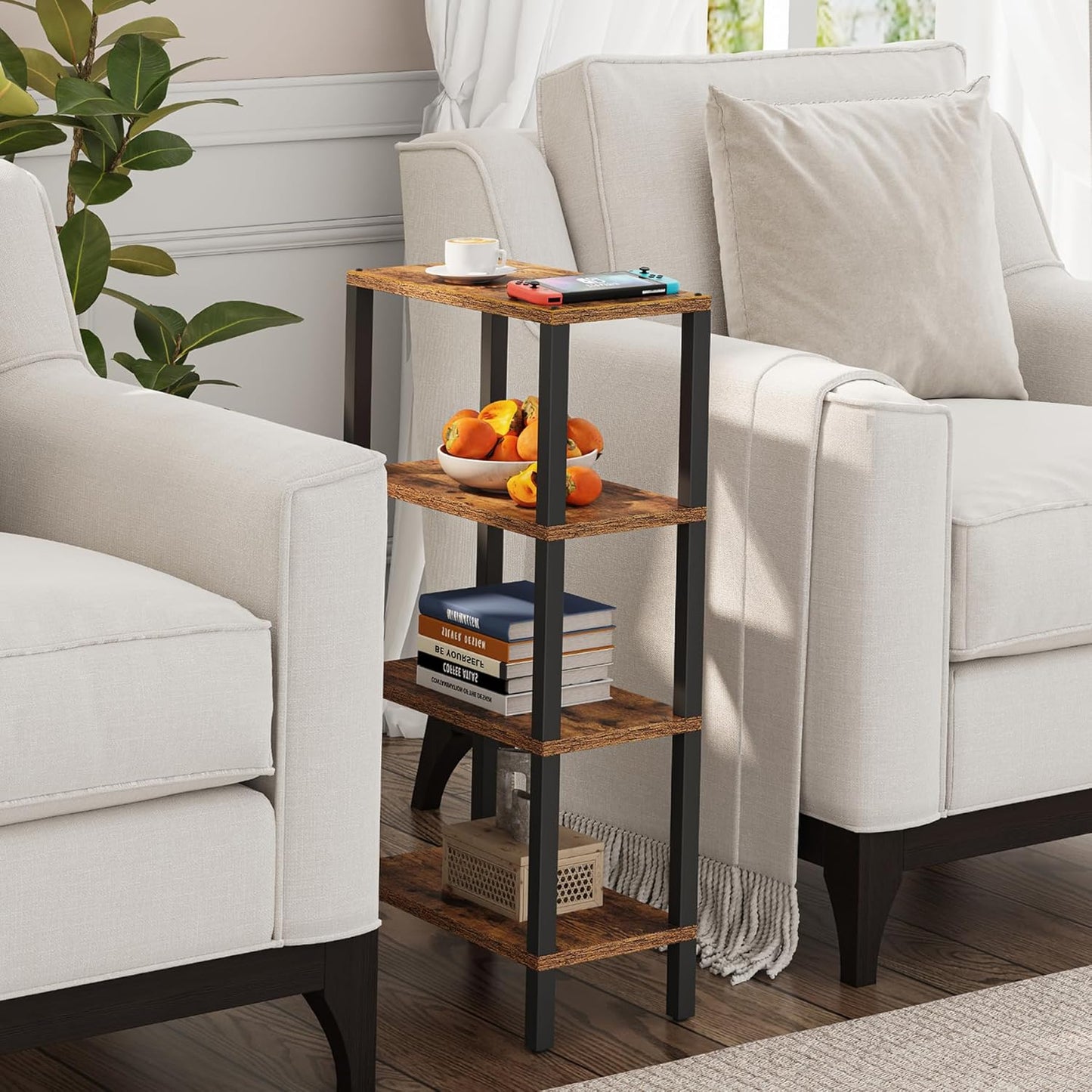 TB01BB078 TUTOTAK Small Side Table, Narrow End Table, Skinny Sofa Table, Slim Nightstand, Couch Table, Living Room, Bed