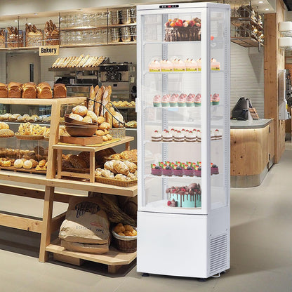 IDEALHOUSE Countertop Refrigerator, 10.9 Cu.Ft. Pastry Display Case for Bakery with LED, Frost-Free, Sliding Door, Commercial Fridge Display Case for Cafe and Restaurant, 5-Tier Design, White