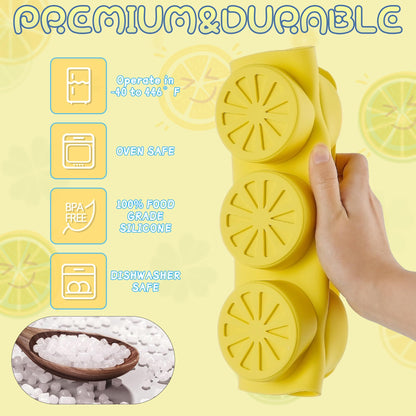 Wilewir 2Pcs Silicone Lemon Shaped Mold Ice Cube Tray for Freeze, 9-Cavity Non-Stick Lemon Chocolate Candy Mold for Baking Mousse Cake