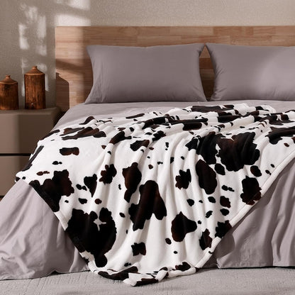Cozy 60"*80" Bliss Cow Print Throw Blanket for Bed - Fuzzy Thick Soft Warm Fleece Blankets for Couch & Bed, for Women