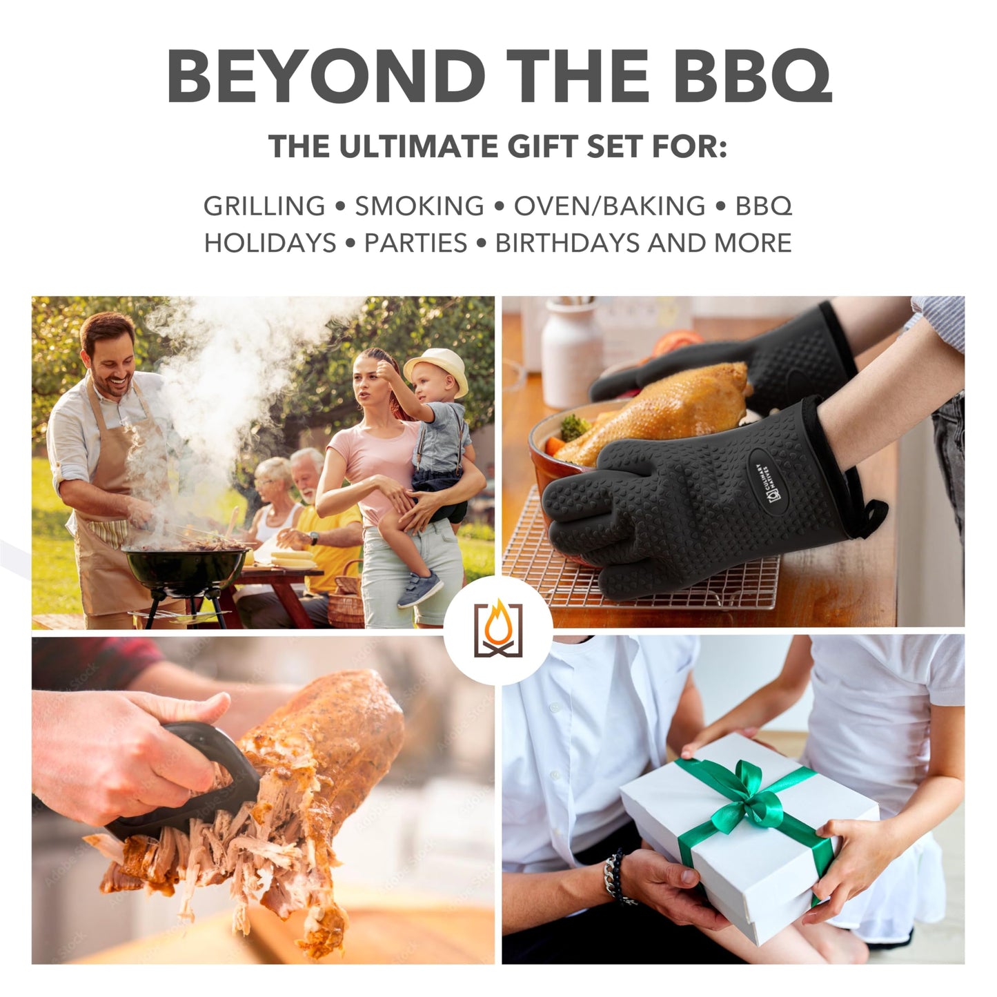Smoker Gloves and Meat Claws | Instant-Read Thermometer | No.1 Silicone Smoker Gloves & Pulled Pork Claws | Heavy-Duty Heatproof BBQ Mitts and Meat Shredders for Barbecue, Grilling, Smoking, Shredding