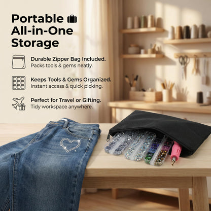 Worthofbest Hotfix Rhinestone Setter, Hot Fix Applicator Tool Bedazzler Kit with rhinestones, Kit, Hot Fixed Wand for Clothes Clothing Fabric Crafts, 5000 Pcs, AB Crystal, Clear, 3 Gems Sizes, Tips