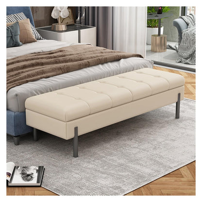 Bedroom End of Bed Bench Storage Footstool, Bedroom End Bench, Upholstered Fabric Storage Footstool, Entryway Upholstered Footstool, Footstool for Living Room and Bedroom Ottoman Couch Bench (Color :