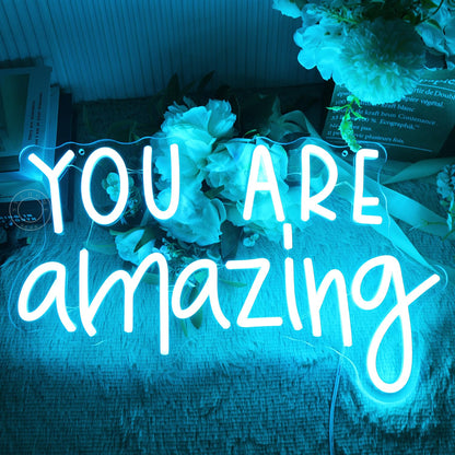 SYLHOME You Are Amazing LED Neon Light Sign 5V Girls Boys Bedroom Living Room Classroom Wall Decor Sign Hanging Smart Kid Birthday USB 16.9" X 10.6" Warm White