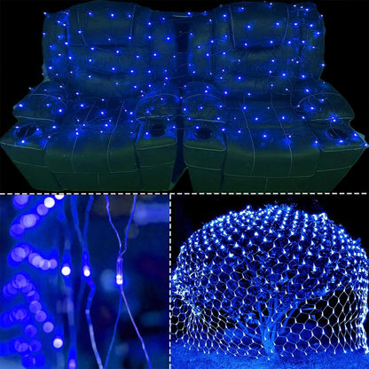 WATERGLIDE 12FT x 5FT Outdoor Christmas Net Lights - 360 LED Waterproof Mesh String Lights | 8 Lighting Modes, Blue