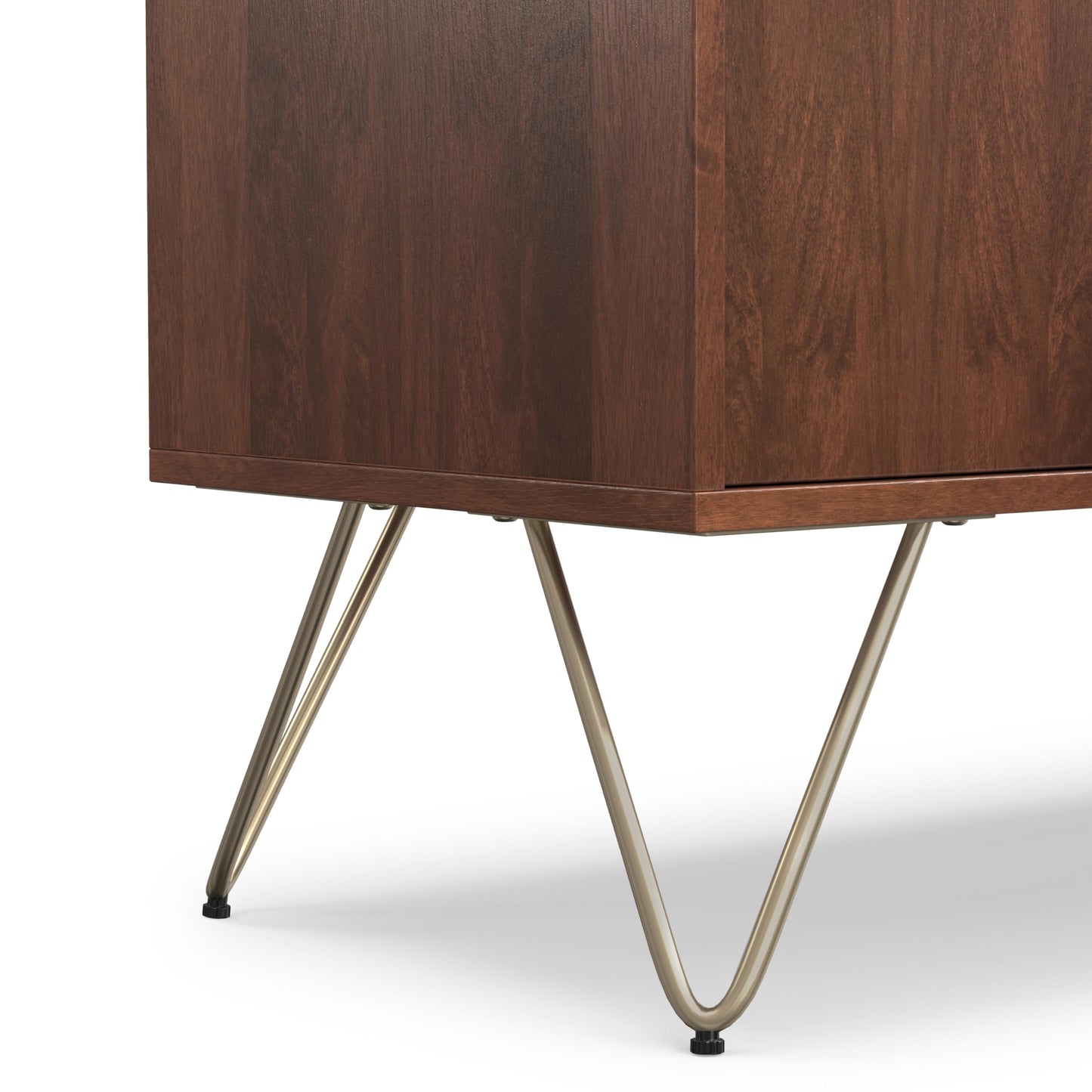 SIMPLIHOME Hunter TV Stand - 60 inch Wide Solid Mango Wood Media Console in Umber Brown and Gold, Industrial Entertainment Center for Living Room for TVs up to 65 Inches with Metal Hairpin Legs