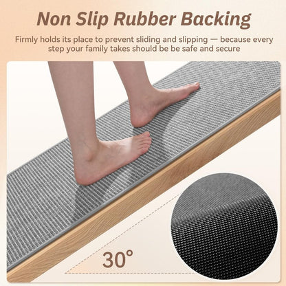PADOOR Kitchen-Rugs Non Slip Washable, Kitchen-Mats for Floor Super Absorbent Kitchen Floor Mat, Rubber Backing Kitchen-Runner Rug, Comfort Standing Mats in Front of Sink 20"x47" Grey
