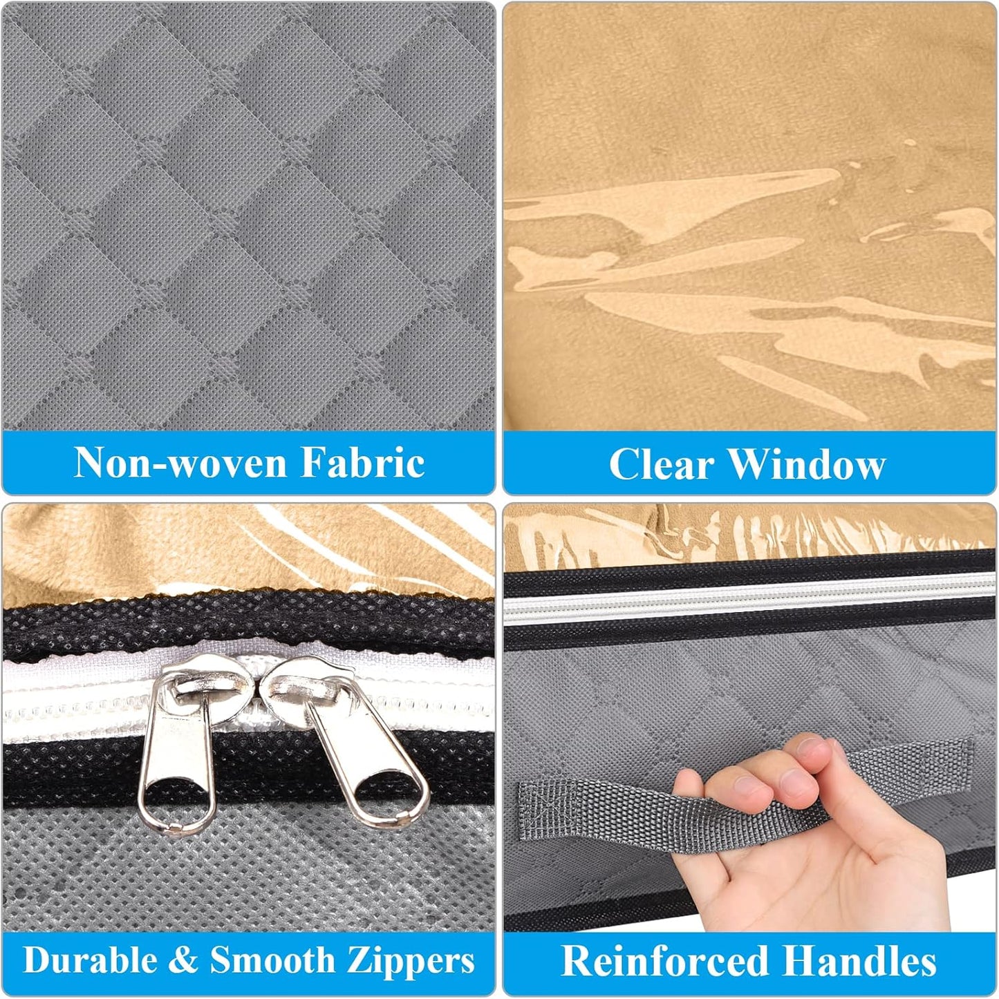 Homelove Under Bed Storage Bags, 2 Pack Fabric Containers with Reinforced Handles and Clear Window for Blankets,