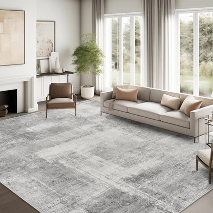 zesthome 5x7 Area Rugs - Stain Resistant Washble Rug, Modern Abstract Rugs for Living Room, Bedroom, Super Soft Area Rug, Low Pile, Entryway Rug (Grey/Ivory, 5'x7')