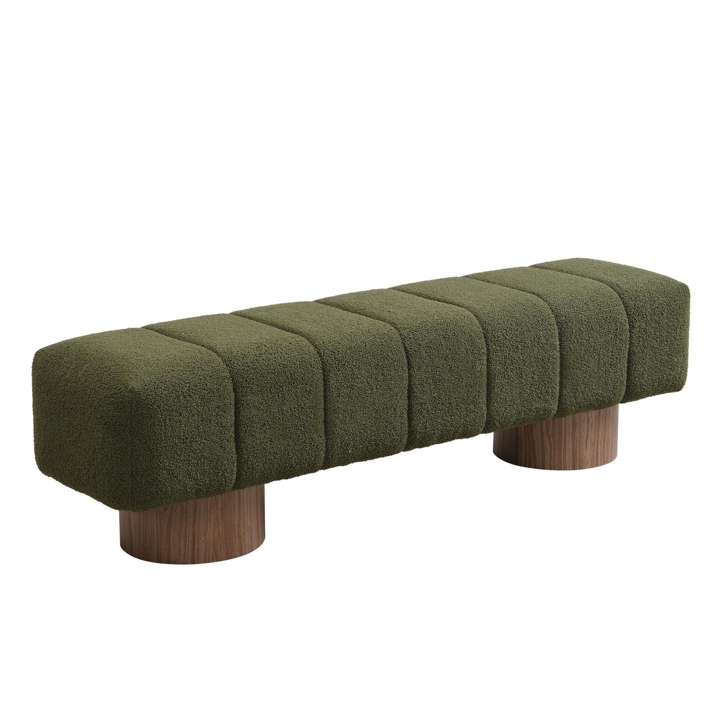 Christopher Knight Home Manila 64" Boucle Dining Bench, Upholstered Ottoman Bench, Rectangular Dining Seat, Spacious Seating, Long Footstool for Living Room Dining Room, No Assembly Needed, Green