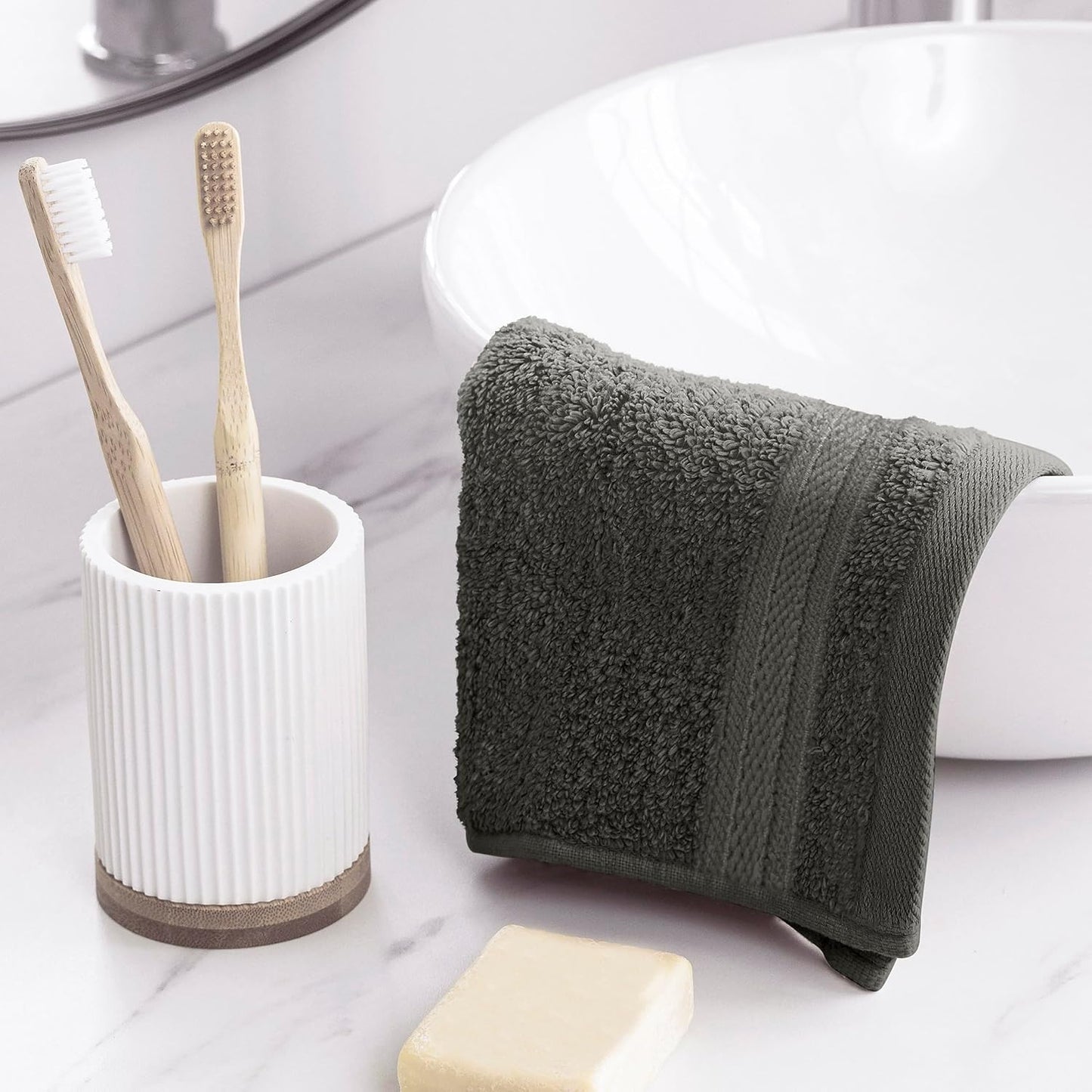 T & L Towel and Linen Mart 100% Set Pack 4, (12 12 Towel and Linen Mart Cotton - Wash Cloth - of Quick Dry, Luxurious