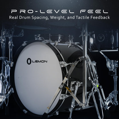 Lemon T950 Electronic Kick Drum - 20"x12" Single-Zone Mesh Bass Drum Trigger Pad, Acoustic-Style Wood Shell, Adjustable Tension, Works with Most Electronic Drum Modules, Quiet Practice, Full Size