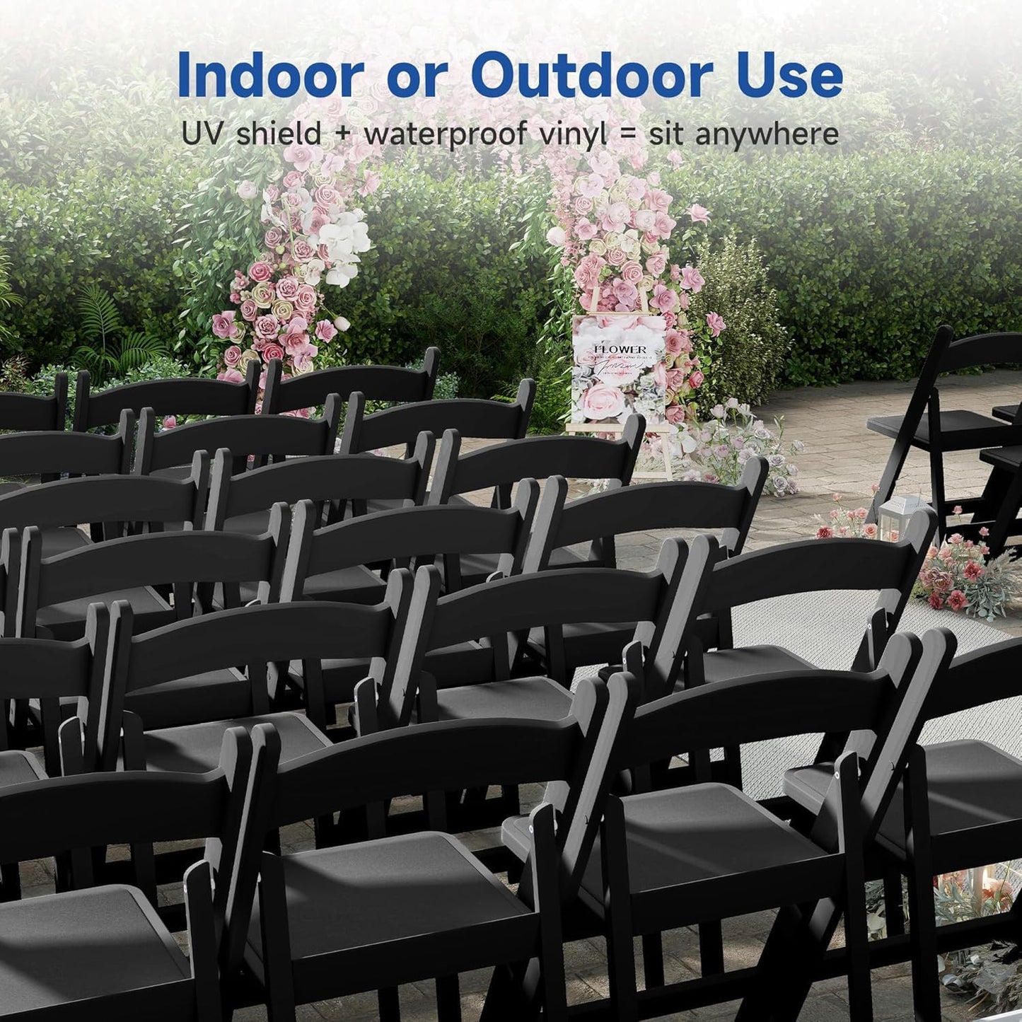Stackable Black Resin Folding Chairs - 12 Pack, Lightweight with Padded Seats, 800lb Capacity, Ideal for Indoor/Outdoor Events, Comfortable & Portable Seating Black 4 Pack (Black, 2)