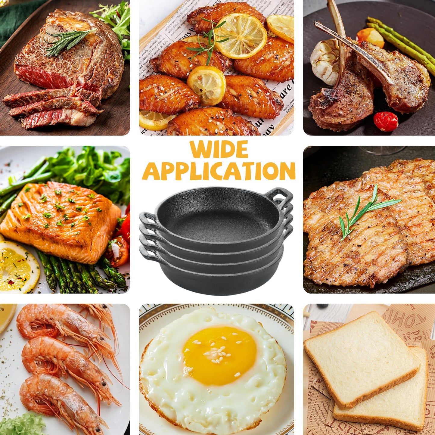 LDHHYH 4 Pack Mini Cast Iron Skillet, 6.3 x 6.3 x 1.5 Inch Small Cast Iron Frying Pan with Handle, Pre-Seasoned Cast Iron Skillet Set, Black Casserole Dish for Kitchen, Indoor, Outdoor, Picnic
