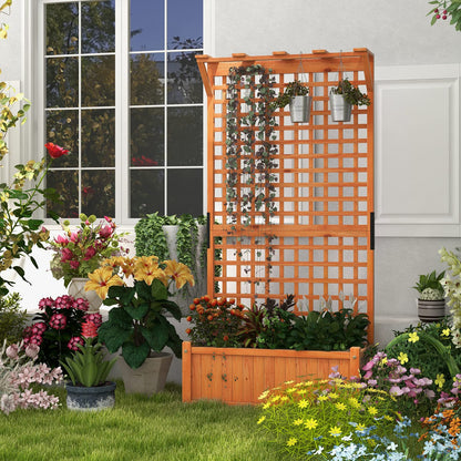 Giantex 2 Pcs Raised Garden Bed with Trellis & Roof, 72.5" Wooden Garden Bed, High Trellis for Plant Flower Climbing Pot Hanging, Indoor & Outdoor Planter Box for Yard, Garden, Balcony