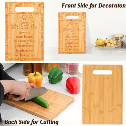 House Warming Gifts, New Home Gift Idea, Bamboo Cutting Board Set for Kitchen, 7"x11.8", Double-Sided Use