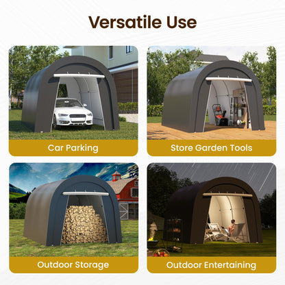 FansaFurn Heavy Duty Carport with 4 Cloth Bags, All-Weather Car Canopy with 2 Roll-up Doors, Portable Garage Storage Shelter Shed for Truck, Cars, or Garden Tools, 10' x 15'