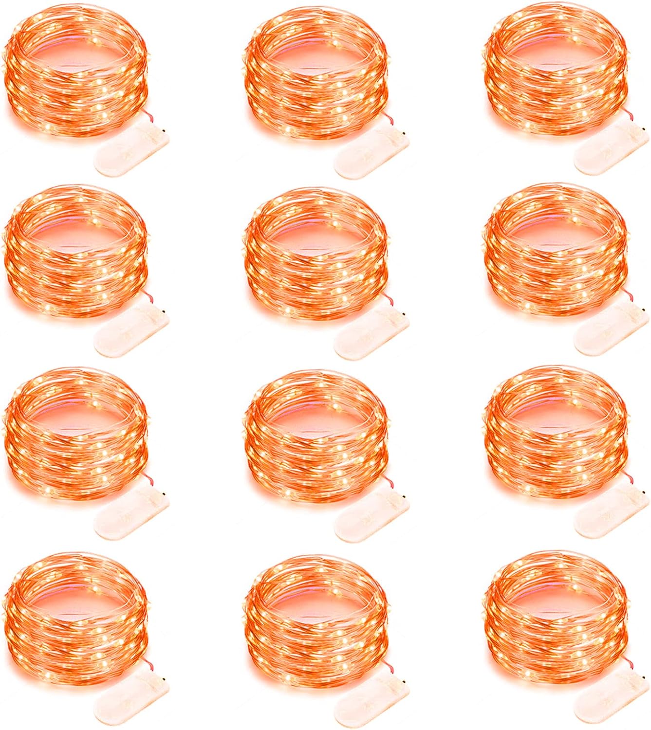 12 Pack 7 20 Orange Halloween Lights Battery Operated String Lights Feet Led Fairy Lights Waterproof Mini Lights Silver