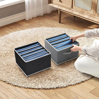Homsorout Drawer Organizer - Foldable Fabric Clothes Storage Bins with Handles | 2-Pack, Black