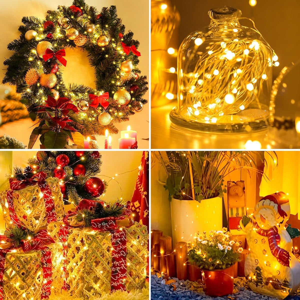 24 Pack [3 7ft 20 Fairy Lights Battery Operated Modes] LED Mini Twinkle String Lights Waterproof Silver Wire Firefly